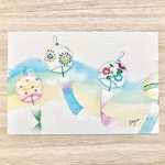 🎐透明水彩画「風鈴ゆらゆら」イラストポストカード２枚セット 暑中見舞いはがき 暑中はがき 夏　残暑見舞い　母の日　父の日