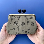 293.木玉親子がま口財布　グレー×ブラック
