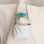 ぬいぐるみとお出かけバッグ(青い花柄)【迷子防止ベルトつき！】