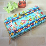 可愛いハイカラ横丁　ボーダーブルー　長財布