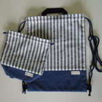 【オーダー品】ストライプ×デニムのコップ袋＆体操着袋セット