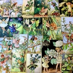 (再販×19)フラワーフェアリーズ(green)紙ものセット＊コラージュ素材＊ジャンクジャーナル