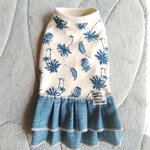 犬服！Msize！ヤシの木&パイナップル　デニムスカート