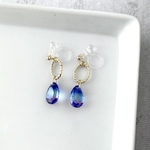 グラデーションドロップのイヤリング　ブルー系