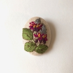 植物図鑑 葛の花 刺繍ブローチ 