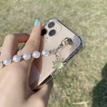パールチェーン×太陽　　　　　　　　　　　　　　　　　　　キーリングハンガー　クリアケース　スマホケース　iPhone全機種対応　パール