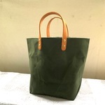 happy price パラフィン帆布トートバッグ　革持ち手　みどり系　boys