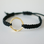 再販：レザーブレスレット*black×gold