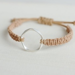 再販：レザーブレスレット*beige×silver