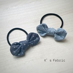 ヘアゴム⋆.·✦ リボン ダンガリードット リボン 可愛い カラフル  ミニ シンプル デニム 水玉
