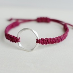 レザーブレスレット*magenta×silver