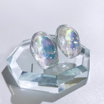 glass wave oval moisture aurora Earrings