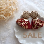 SALE!!!!インド刺繍リボンピアス 個性的ピアス アンティーク調 