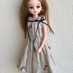 リカちゃん服(ボートネックのワンピース)
