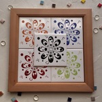 北欧スタイル＊タイル雑貨『Flower』花【 ｉ- con Design 100 tile 】◆3枚以上まとめ買い 送料無料！