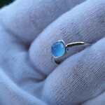 Blue chalcedony６　S925WGスクエアリング❀