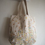 北欧風　綿麻　モーメント　花柄　縦長トートBAG　肩掛け　♪　ナチュラル　綿麻