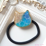 ゆめいろ水面にゃんこヘアゴム  レジン ねこ  