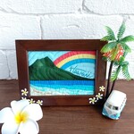 ハワイアンキルト《Hawaii with a Rainbow🌈》Ｌ判サイズ フレーム入り  