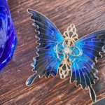 夏の宵の蝶バレッタ〜紬色〜（Hair ornaments butterfly〜matsuri blue〜）