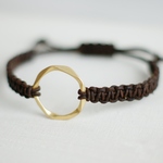 c様ご予約品　再販：レザーブレスレット*brown×gold