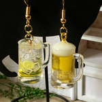 ミニチュア ジョッキービールとレモンサワーのピアス or イヤリング