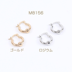 M8156-R 6個  デザインピアス ビーズ付きフープピアス 14×17mm 3×（2ヶ）