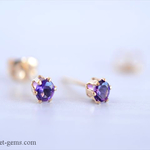 14kgf*一粒アメジスト(6本爪/3mm) ピアス