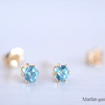 14kgf*一粒スイスブルートパーズ（6本爪/3mm） ピアス