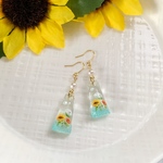 🌻ひまわりピアス　パール＊アクアブルー