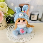 ふわふわ 青色うさぎ着ぐるみ女の子ドール ☆　ハンドメイド　羊毛フェルト ネザーランドドワーフ　ハンドメイド 姫系  姫系雑貨