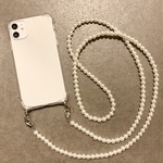 ハンドメイド クリアケース パール ビーズ スマホショルダー ショルダーストラップ ストラップ　パール8㎜