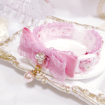 限定1点✨新作首輪♡花びらふわり♡フリフリピンクリボン♡
