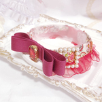 再販♡限定✨新作首輪♡エスニックフラワー柄♡シフォンフリル♡ガラスカボション♡