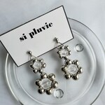 silver beads flower / 大ぶり シルバー ビーズ フラワー ピアス イヤリング