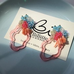 深海のビーズ刺繍イヤリング