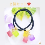 キューブヘアゴム❤️レジン２個セット