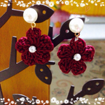 【他色有り】ピアス パール&編み花