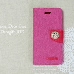 キャンバス生地×レザーがかわいいiPhone6/6ｓケース　ピンク