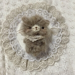 グレージュ＊ふわっふわのねこ　ミニチュア　ドール　ブライスのお友だち　羊毛フェルト