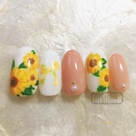 【サイズオーダー制】ネイルチップ　ひまわり🌻夏ネイル