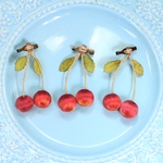 布花 さくらんぼさん　ブローチ
