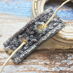 【再販】インド刺繍 リボン ポニーフック ラップリボン リボンラップ ブルーグレー