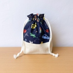 コップ袋 ＊ Let's go! のりものたち ＊ ホワイト & ネイビー ＊ オーダー可