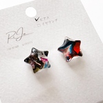 【SALE】フルイドアートピアス【オレンジ×マゼンダ】