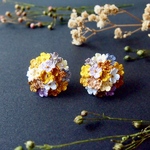 【受注制作】レース編み✳︎お花いっぱいイヤリング/ピアス（マスタードイエロー）