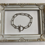 ちょっと大きめ　変色しにくいステンレスチェーン　ブレスレット　大ぶり　シルバー　シンプル　マンテル　変形チェーン　メンズ　男女　ペア　アレルギー対応