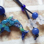 ◇1078再販 🌍ラピスラズリのイルカ　オルゴナイトのロングペンダント🐳 ※約82㎝・長さ調節可能【金属アレルギー対応デザイン】