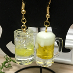 ミニチュア ジョッキービールとレモンサワーのピアス or イヤリング