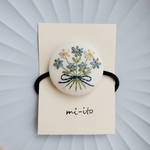 刺繍ヘアゴム🌷　no.512   くるみボタン　 💛送料無料💛　